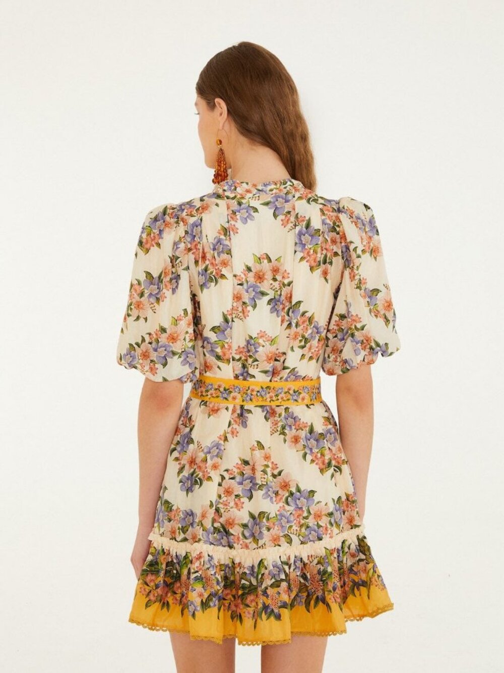 NWT Farm Rio Sand Hilo Belted Short-Sleeve Mini Dress Size M - Picture 2 of 4